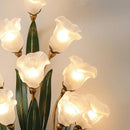 Axyaa White Pink Flower Wall Light - French Rural Leaf Bedside Lamp