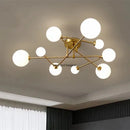 Axyaa Amber Glass LED Ceiling Chandelier: Modern Home Lighting Fixtures