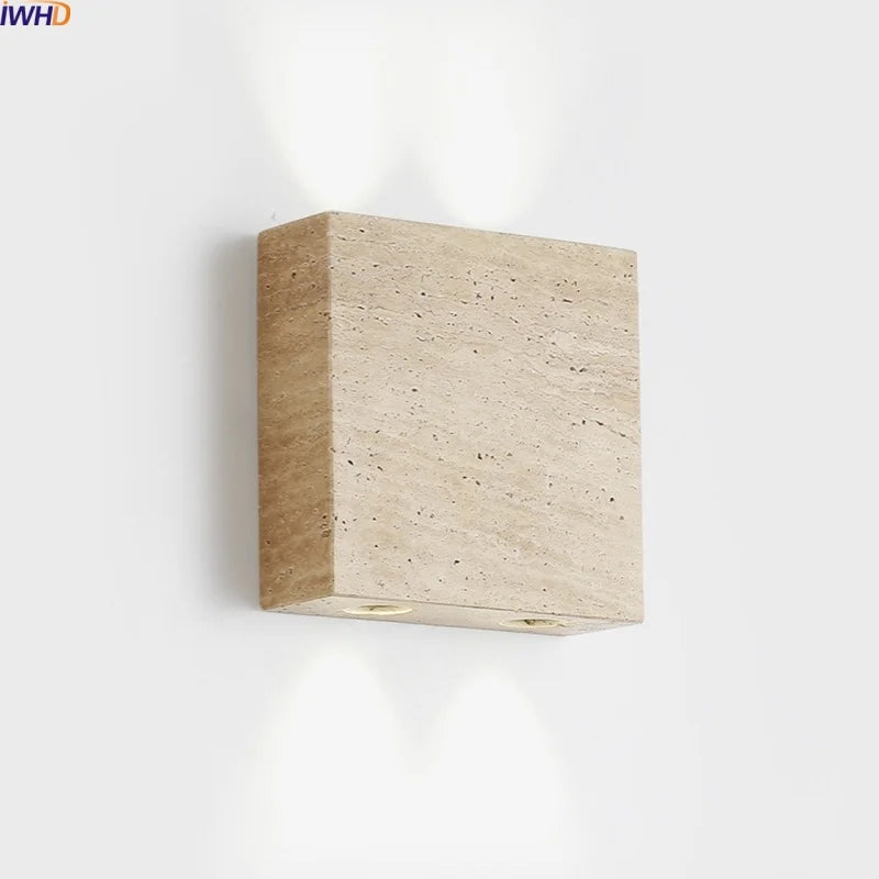 Axyaa LED Wall Lamps with Yellow Stone Lampshade for Indoor Lighting