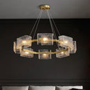 Axyaa Copper Glass Chandelier for Living Room, Bar, Villa, Staircase - Luxury Textured Design
