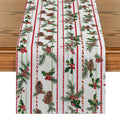 Axyaa Christmas Stripes Table Runner: Indoor Outdoor Dining Decor, Washable Long Cloth