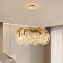 Axyaa Gold Crystal LED Chandelier | Luxury Living Room Lighting Fixture