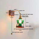Axyaa Amber Glass LED Wall Sconce Pull Chain Switch - Modern Bedroom Decor Light