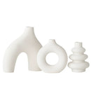 White Ceramic Geometric Vase Set for Home Decor and Centerpiece - Axyaa