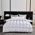 Axyaa Winter White Goose Down Comforter 3D Quilted Luxury Fluffy Cotton Shell Quilt