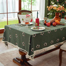 Axyaa Christmas Embroidered Cotton Tablecloth Rectangle Retro Farmhouse Dining Room Decor