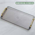 Axyaa Plastic Tray with Golden Handle: Transparent Nordic Storage Pallet for Home Kitchen