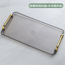Axyaa Plastic Tray with Golden Handle: Transparent Nordic Storage Pallet for Home Kitchen