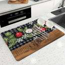 Axyaa Christmas Fir Snow Kitchen Drying Mat