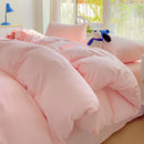 Axyaa Pink Bedding Sets 4pcs with Sheet Duvet Cover Pillowcases Twin Size