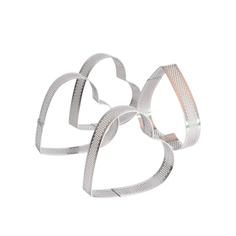 Axya Heart Shaped Fruit Pie & Mousse Cake Mold - Stainless Steel Tart Ring