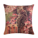 Axyaa Cute Cat Pet Pattern Pillow Cover Linen Throw Pillow 45*45cm