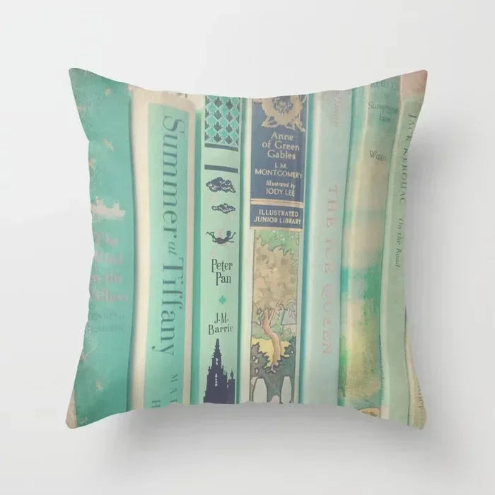 Axyaa Retro Library Pattern Pillowcase for Home and Office Decor