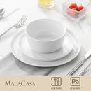 Axyaa 4-6 PCS Ceramic Plate Set with Dinner, Dessert, Soup, Bowl - White/Black