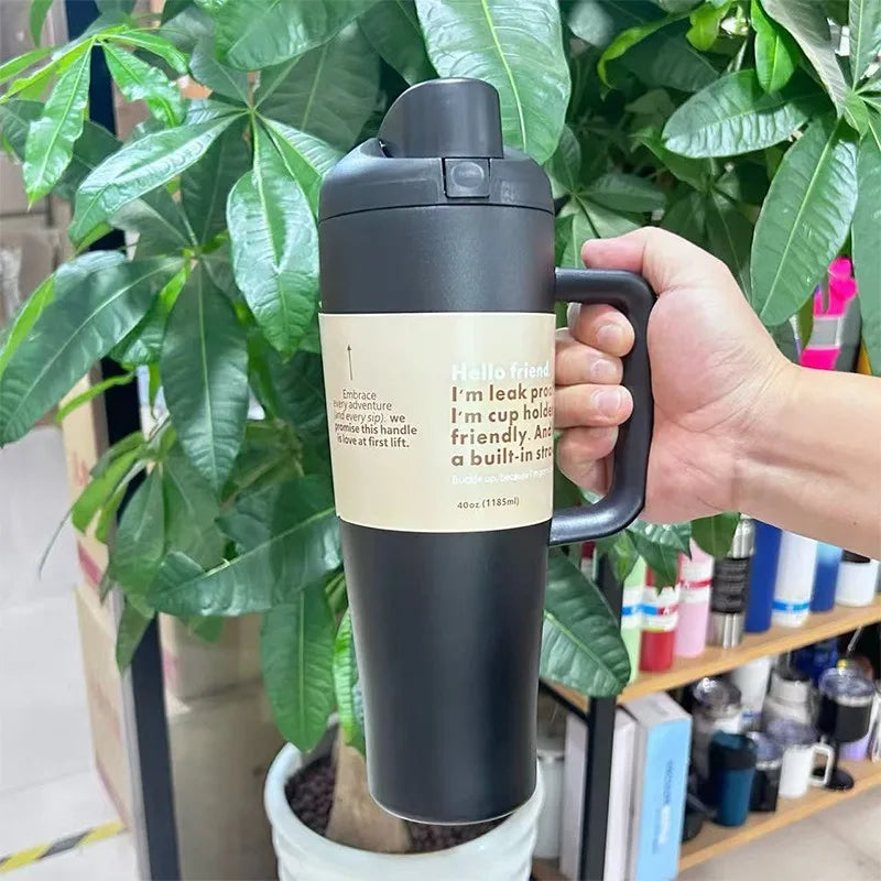 Axyaa 40oz Stainless Steel Vacuum Flask Sport Travel Mug with Handle