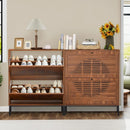 Axyaa Farmhouse Shoe Cabinet with Flip Drawers, Slim Shoe Storage Organizer