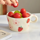 Axyaa Hand-painted Ceramic Strawberry Flower Coffee Mug, 300ml