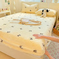 Axyaa Polka Dot Printed Milk Fleece Fitted Sheet - Thermal Mattress Cover