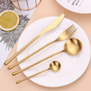 Axyaa Stainless Steel Cutlery Set - Western Dinnerware 20-Piece Matte Gold Tableware