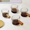 Axyaa Glass Espresso Measuring Cup with Wood Handle and Milk Jug