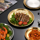 Axyaa Stainless Steel Round Plate Shallow Tray for Camping, BBQ, Picnic, Dining