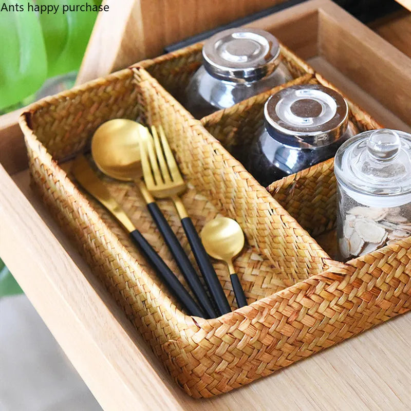 Axya Handmade Weave Storage Basket with Compartments