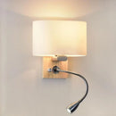 Axyaa Wood Iron LED Wall Lamp with Linen Lampshade for Bedroom and Aisle Lighting