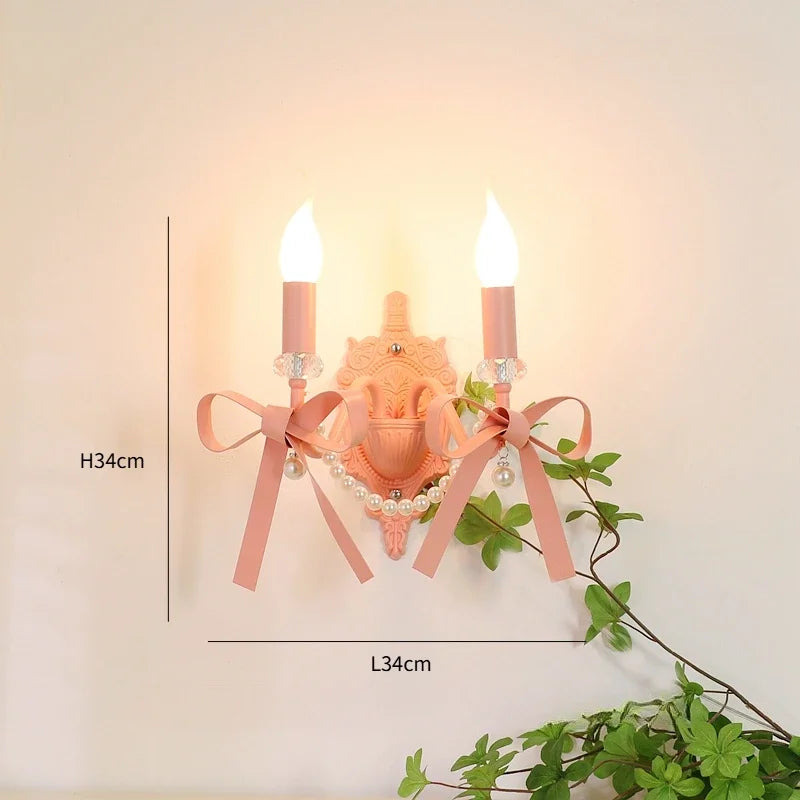 Axyaa Pink Chandelier Bow Pendant Lights for Romantic Home Decor