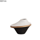 Axyaa Black White Color Block Ceramic Vase Gold Plant Pot Room Decor Aesthetic