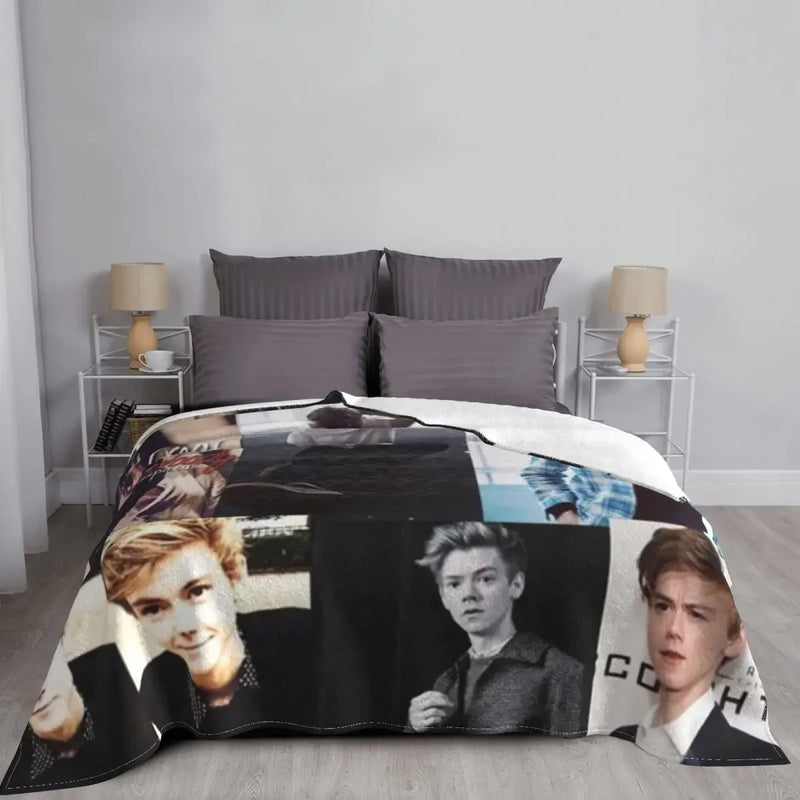 Axyaa Thomas Brodie-Sangster Collage Throw Blanket for Sofas