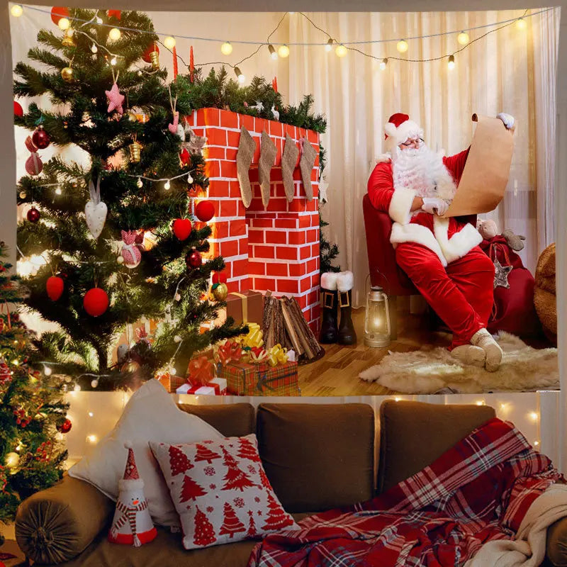 Axyaa Santa Claus Tapestry: Festive Home Decor for Parties, Living Room, Bedroom