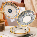Axyaa 8-Inch Ceramic Japanese Dining Serving Plates, Set of 4