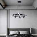 Axyaa Round Glass Chandelier Pendant Lamp for Dining Room and Kitchen
