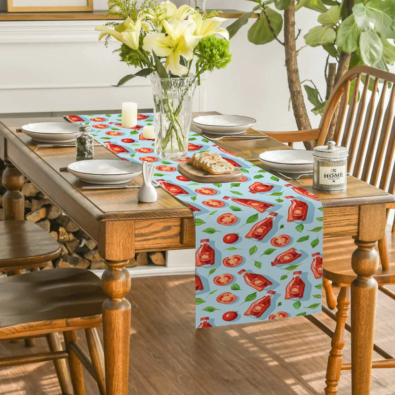 Axyaa Tomato Ketchup Table Runner for Kitchen Dining Room Decor
