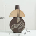 Axyaa Geometric Stripes Ceramic Vase: Desk & Room Decor with Artificial Flowers