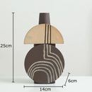 Axyaa Geometric Stripes Ceramic Vase: Desk & Room Decor with Artificial Flowers