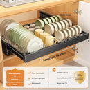 Axyaa Kitchen Cabinet Organizer Dishes Draining Rack Slide Out Drawers Storage Box