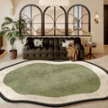 Axyaa Fluffy Green French Carpet: Soft, Waterproof Area Rug for Living Room & Bedroom