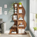 Rustic 5-Tier Corner Bookshelf by Axyaa: Stylish Storage Rack and Plant Stand