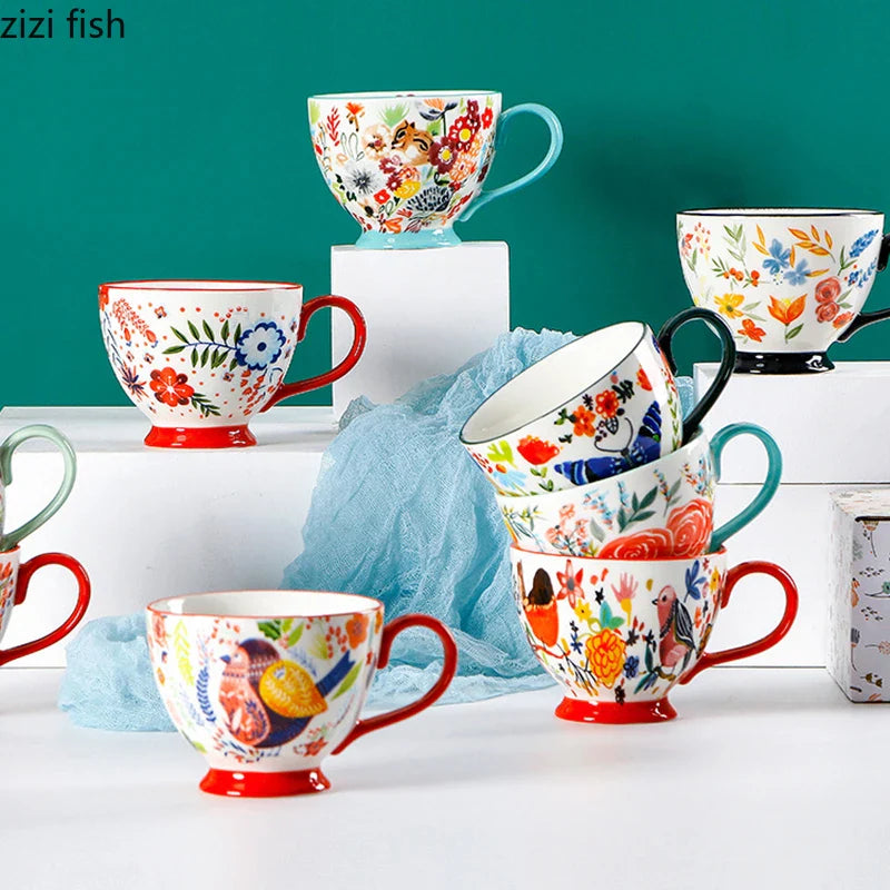 Axya Hand-painted Ceramic Breakfast Mug