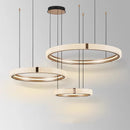 Axyaa Gold Rings LED Pendant Light for Home Living Room Bar Kitchen Chandelier