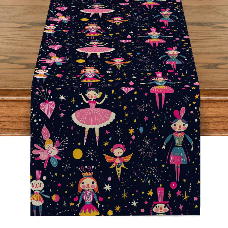 Axyaa Christmas Cartoon Table Runner Farmhouse Decor for Dining Table