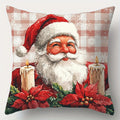 Axyaa Christmas Decor Pillowcase: Santa, Deer, Candle Print Sofa Cushion Cover