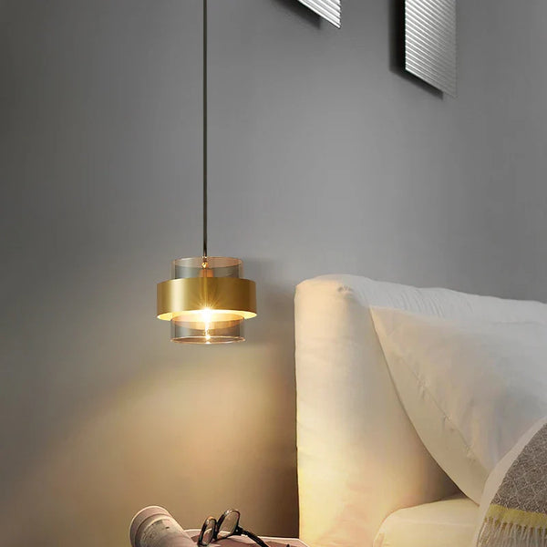 Axyaa Nordic Gold Glass LED Pendant Lights - Modern Luxury Bedside and Bar Lighting Decor