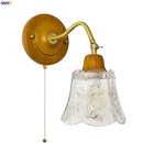 Axyaa Vintage Glass LED Wall Lamps, Japanese Style Pull Chain Copper Sconce