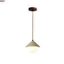 Axyaa Yellow Travertine Glass LED Pendant Lamp Vintage Wood Kitchen Island Hanging Light