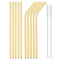 Axyaa Gold Stainless Steel Reusable Metal Straw Set for Parties and Juice Bars