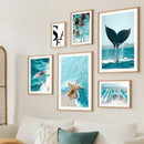 Dolphin Whale Starfish Sea Life Canvas Painting Set by Axyaa