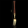 Axyaa Golden Stainless Steel Cutlery Set with Wooden Handles