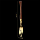 Axyaa Golden Stainless Steel Cutlery Set with Wooden Handles